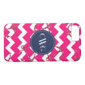 Glitzer Anker Rosa Zickzack Monogramm Case-Mate iPhone Hülle (Rückseite (Horizontal))