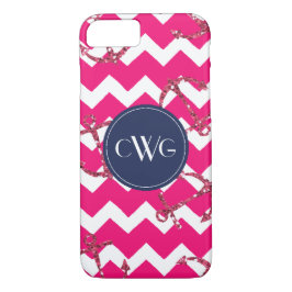 Glitzer Anker Rosa Zickzack Monogramm Case-Mate iPhone Hülle