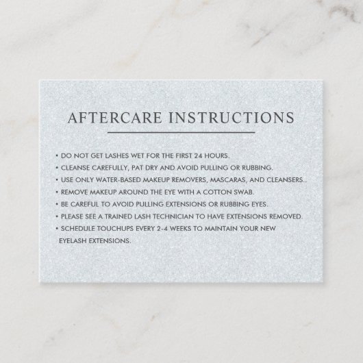 Glitzer Anleitung für die Nachbehandlung mit Silbe Visitenkarte (Vorderseite)