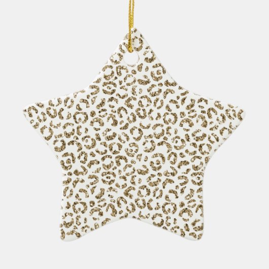Glitzer Antiquitäten Gold Leopard Print Keramik Ornament (Vorne)