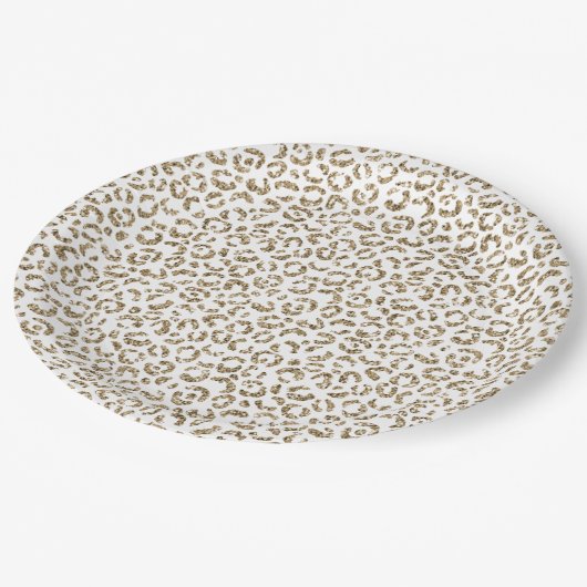 Glitzer Antiquitäten Gold Leopard Print      Pappteller (Schrägansicht)