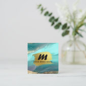 *~* Glitzer AP66 Luxe TURQUOISE GOLD Agate QR Quadratische Visitenkarte (Stehend Vorderseite)