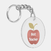 Glitzer Apple Best Teacher Monogram Schlüsselanhänger (Vorderseite links)