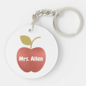 Glitzer Apple Best Teacher Monogram Schlüsselanhänger (Rückseite)