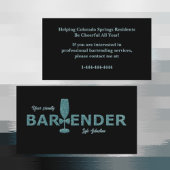 Glitzer Aqua Black Event Barkeeper Business Card Visitenkarte