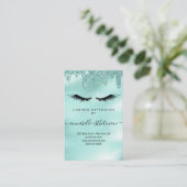 Glitzer Aqua Eyelash Extension Client Record Visitenkarte (Stehend Vorderseite)
