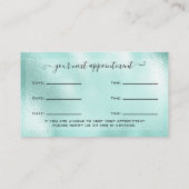 Glitzer Aqua Eyelash Verlängerung Ernennung Visitenkarte (Rückseite)