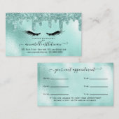 Glitzer Aqua Eyelash Verlängerung Ernennung Visitenkarte (Vorne/Hinten)