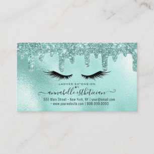 Glitzer Aqua Eyelash Verlängerung Loyalität Visitenkarte