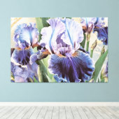 *~* Glitzer Aqua IRIS Irises Vintages Blumenfernse Leinwanddruck (Insitu (Holzboden))