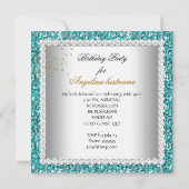 Glitzer Aquamarin Blue High Heel Schuhe Gold Marti Einladung (Rückseite)