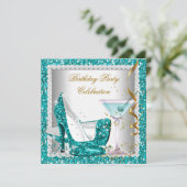 Glitzer Aquamarin Blue High Heel Schuhe Gold Marti Einladung (Stehend Vorderseite)