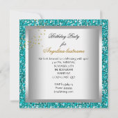 Glitzer Aquamarin Blue High Heel Schuhe Gold Marti Einladung (Rückseite)