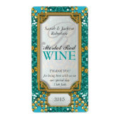 Glitzer Aquamarin Gold Custom Wine Flaschen Labels (Vorne)