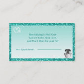 Glitzer Aquamarin Green Modern Pet Groomer Visitenkarte (Rückseite)