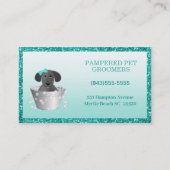 Glitzer Aquamarin Green Modern Pet Groomer Visitenkarte (Vorderseite)