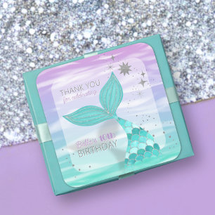 Glitzer Aquamarin Mermaid Geburtstag Vielen Dank Quadratischer Aufkleber