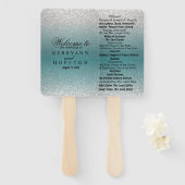 Glitzer aquamarin und Silver - Programm Fächer (Vorne und Hinten)