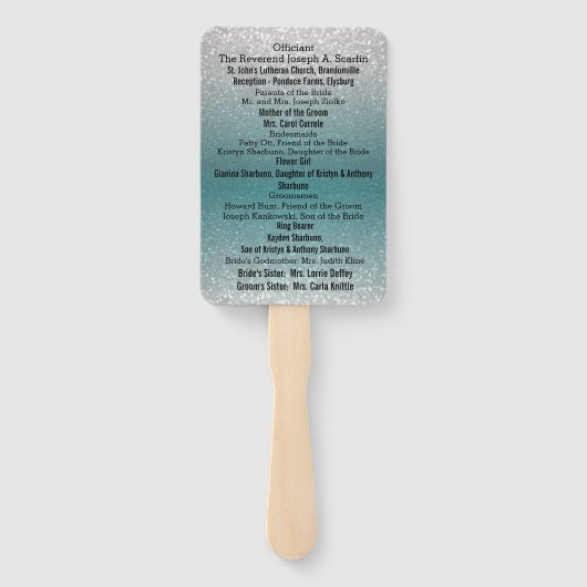 Glitzer aquamarin und Silver - Programm Fächer (Rückseite)