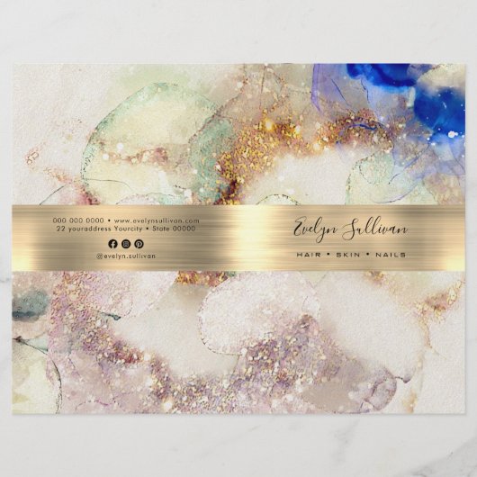 Glitzer Aquarell Imitate Menü-Broschüre (Vorderseite)