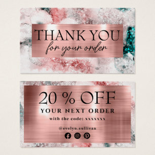 Glitzer Aquarell Rose Goldfolie Discount-Karte