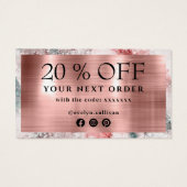 Glitzer Aquarell Rose Goldfolie Discount-Karte (Rückseite)