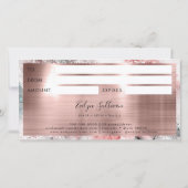 Glitzer Aquarell Rose Goldfolie Geschenkgutschein (Rückseite)