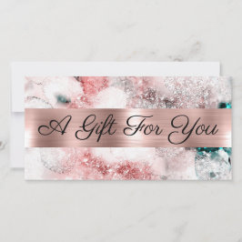 Glitzer Aquarell Rose Goldfolie Geschenkgutschein