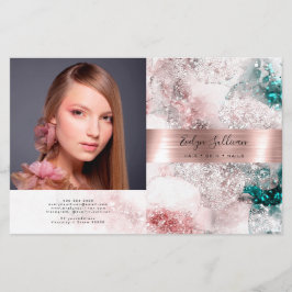 Glitzer Aquarell Rose Goldfolie zweifach Broschüre