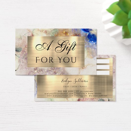 Glitzer Aquarell und Gold Foil Geschenkkarte (Schreibtisch)