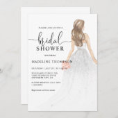 Glitzer Aquarellfarben Dusty Pink Bridge Brautpart Einladung (Vorne/Hinten)