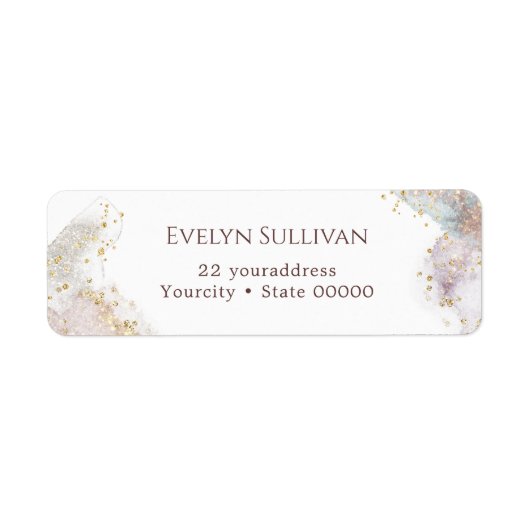 Glitzer Aquarellformen geben Adressetikett zurück (Vorne)
