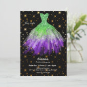 Glitzer Aquarellkleider Einladung (Stehend Vorderseite)