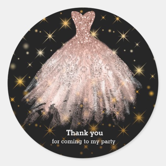 Glitzer Aquarellkleider Runder Aufkleber (Vorderseite)