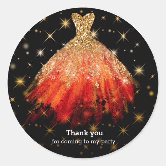 Glitzer Aquarellkleider Runder Aufkleber (Vorderseite)