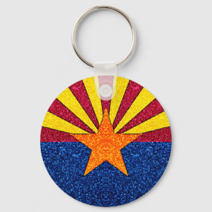 Glitzer Arizona Fahne rund Schlüsselanhänger