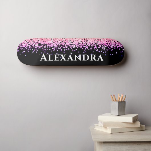 Glitzer Ästhetischer Individuelle Name in Schwarz Skateboard (Wandkunst (Horz))