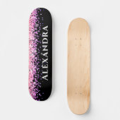 Glitzer Ästhetischer Individuelle Name in Schwarz Skateboard (Vorderseite)