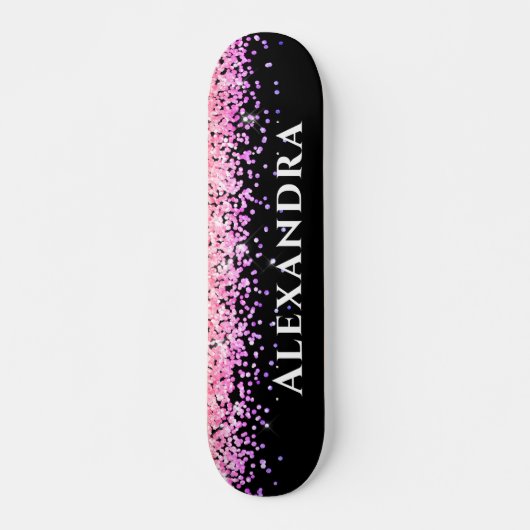 Glitzer  Ästhetischer Individuelle Name in Schwarz Skateboard (Vorne)
