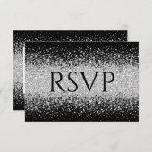 Glitzer auf reinem Schwarz RSVP Karte (Vorne/Hinten)