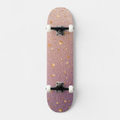 Glitzer auf Rose Gold und Lila Foil Textur Skateboard (Vorderseite)