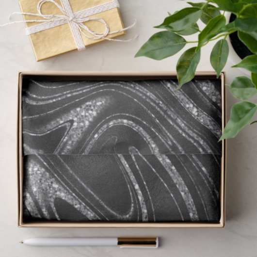 Glitzer auf schwarz schimmernd seidenpapier (Geschenk)