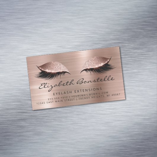 Glitzer Augen Metallische Ästhetikerin Rose Gold S Magnetische Visitenkarte (Beispiel)
