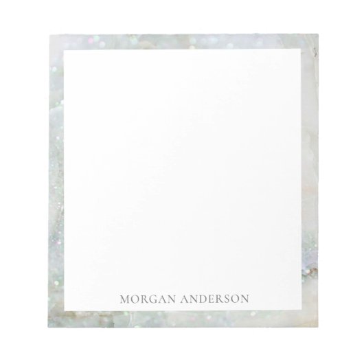 Glitzer aus blauem Marmor Notizblock (Vorderseite)