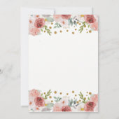 Glitzer aus Burgundy, Blumen, Rotgoldkleid, QUINCE Einladung (Rückseite)