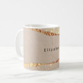 Glitzer aus Marmor, beige Goldmonogramm Kaffeetasse (Vorderseite Links)