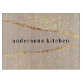 Glitzer aus Marmor, beige Goldmonogramm Schneidebrett (Vorderseite)