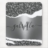Glitzer aus Metall und Silber Mousepad (Vorne)