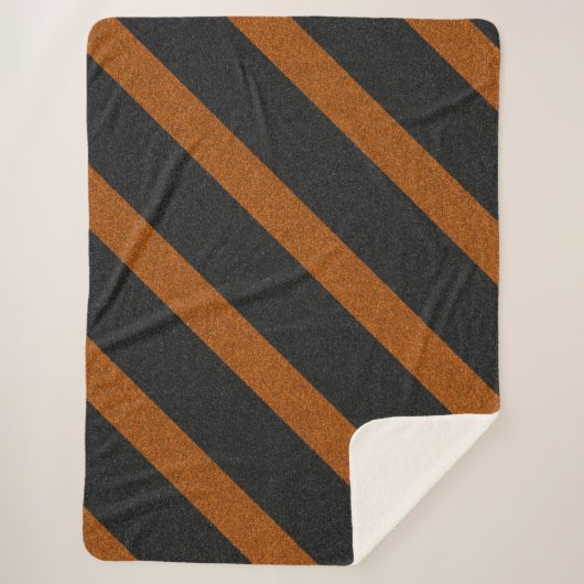 Glitzer aus Orange und Schwarz Streifen Sherpadecke (Vorderseite)