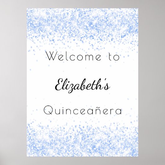 Glitzer aus Quinceanera, blau, willkommen Poster (Vorne)